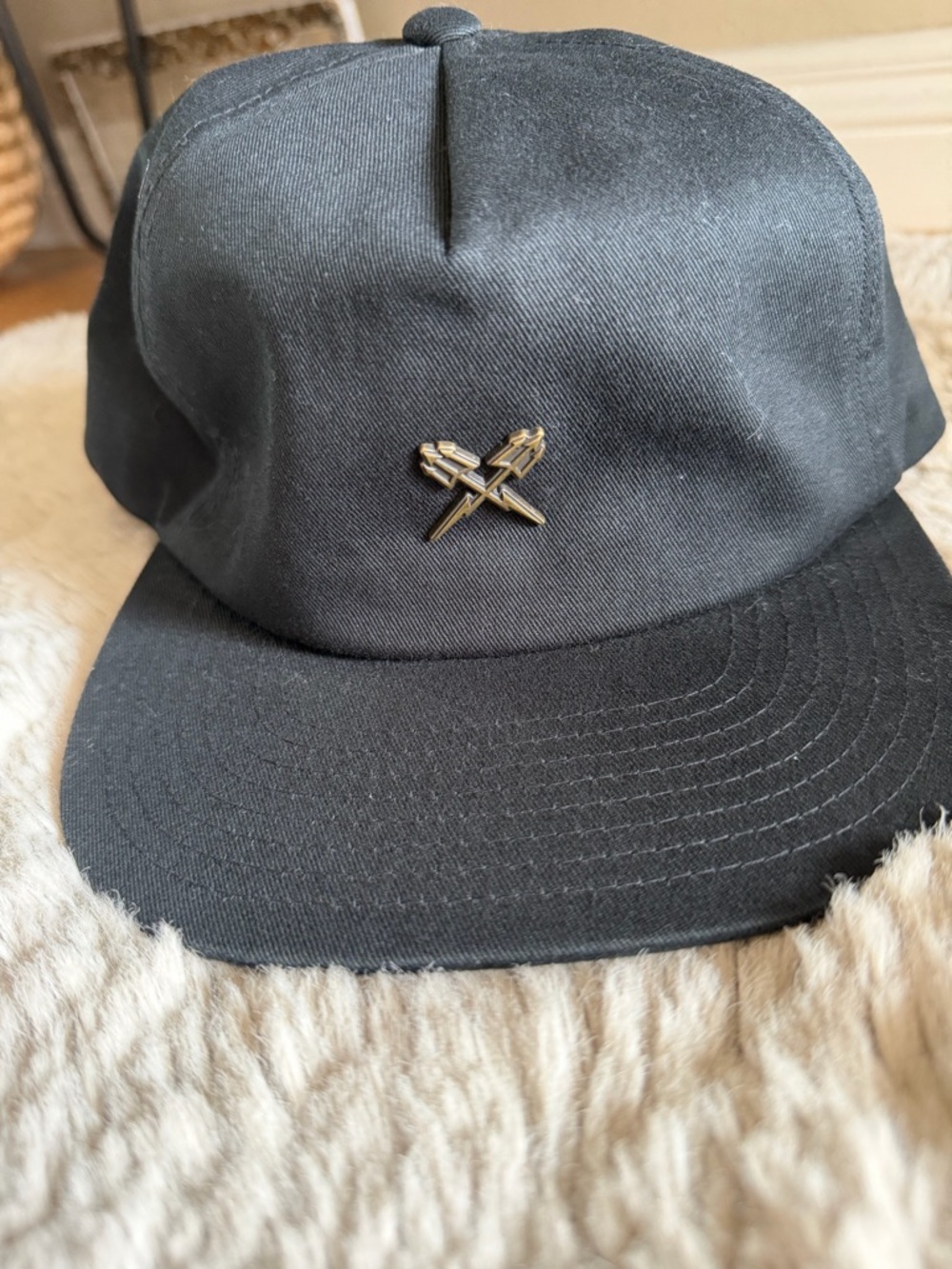 Black Dark Seas Men's Cap with Gold Spear Pin